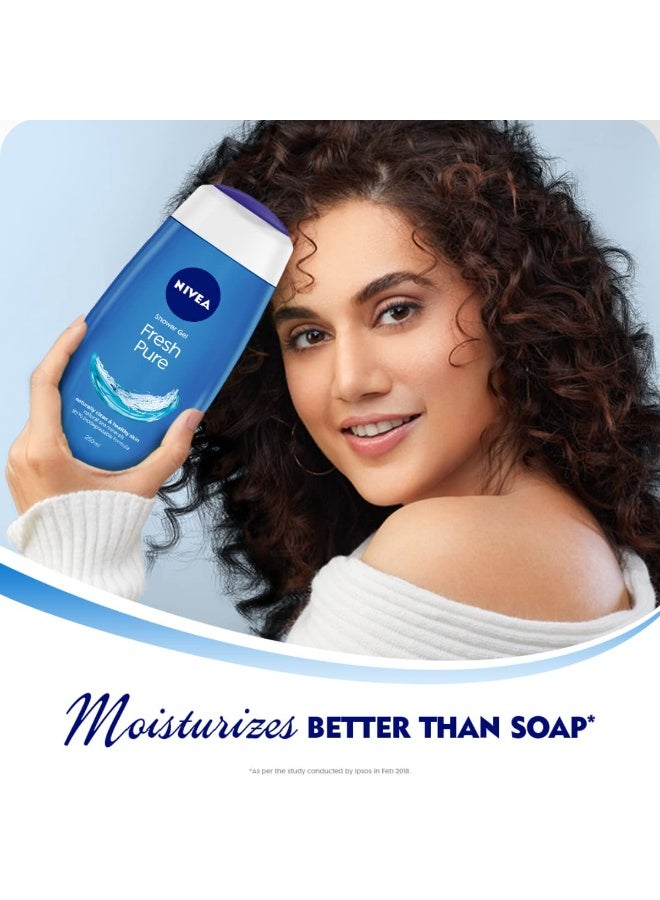 نيفيا غسول الجسم نيفيا فريش بيور 125 مل | جل استحمام غني بالمعادن البحرية والزيوت المغذية | يحتوي على الجلسرين النقي لبشرة ناعمة ومنتعشة فورًا | خالٍ من البلاستيك الدقيق | لبشرة نظيفة وصحية ومرطبة. - Image 3